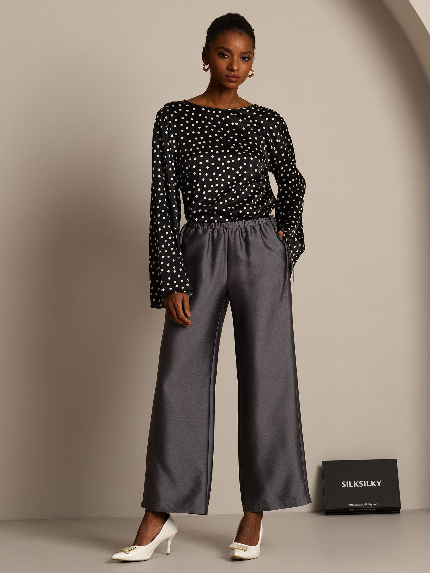 [Grigio] SilkSilky-IT 32Momme Seta Womens Pants 003,