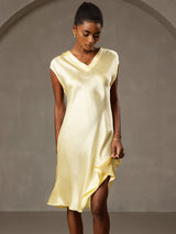 [Giallo] SilkSilky-IT Cap Sleeve V Neck Camicia da notte 005