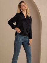 [Nero] SilkSilky-IT Long Sleeve Blouse 004