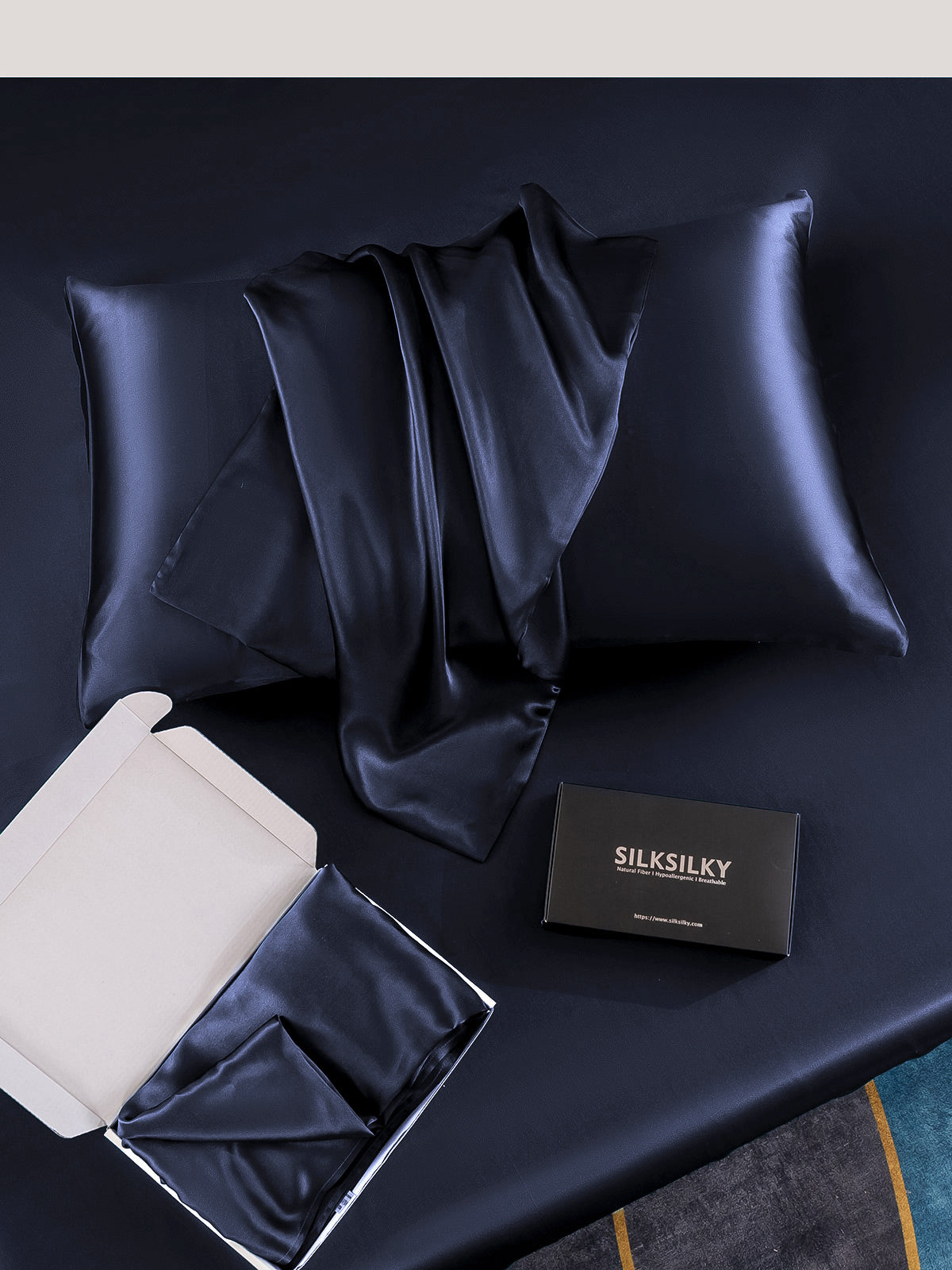 [Blu Scuro] SilkSilky-IT 22Momme Seta pura Pillowcase 005