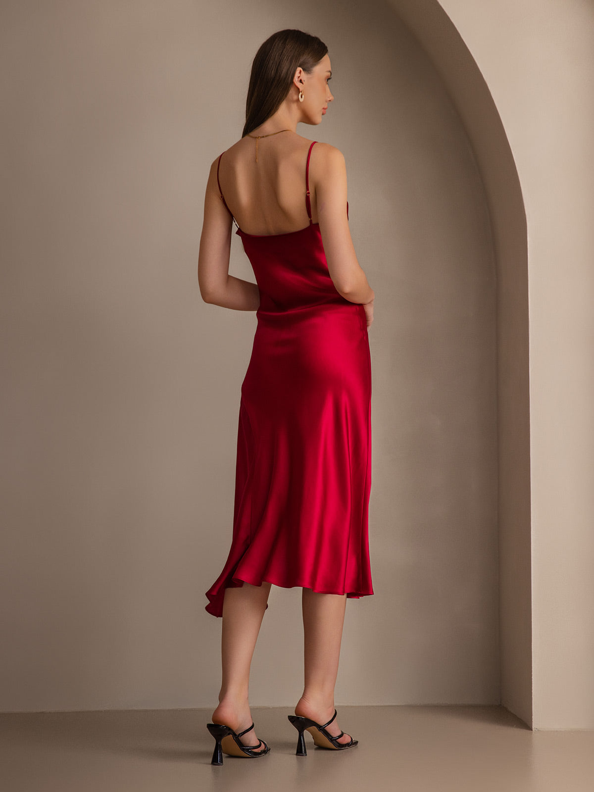 [Vino] SilkSilky-IT 19Momme Seta pura Collo drappeggiato Vestiti da donna 002
