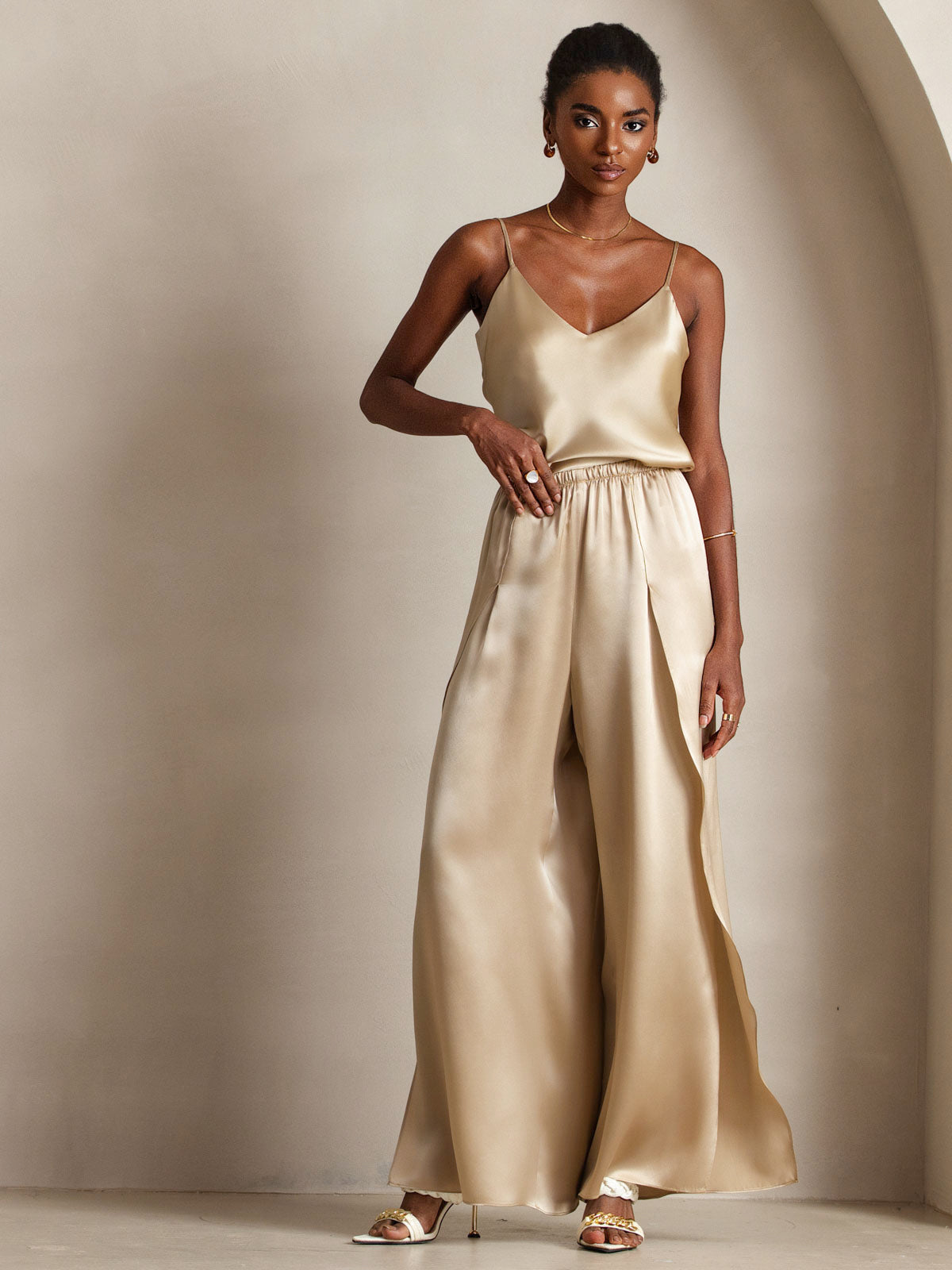 [Champagne] SilkSilky-IT Seta pura Camisoles 006