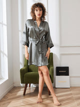 [Verde Grigiastro] SilkSilky-IT 3/4 Sleeve Vestaglia da donna 006