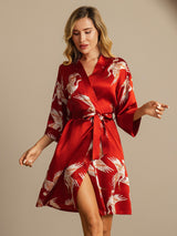 [Rosso Scuro] SilkSilky-IT 3/4 Sleeve Vestaglia da donna 003