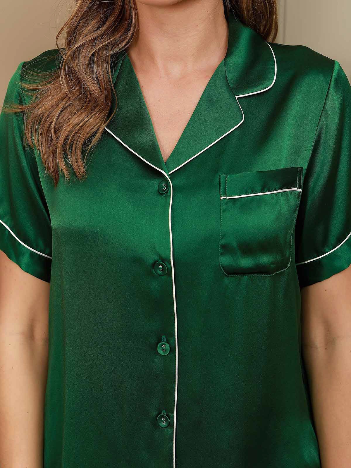 [Verde] SilkSilky-IT Seta pura Womens Pajamas 004