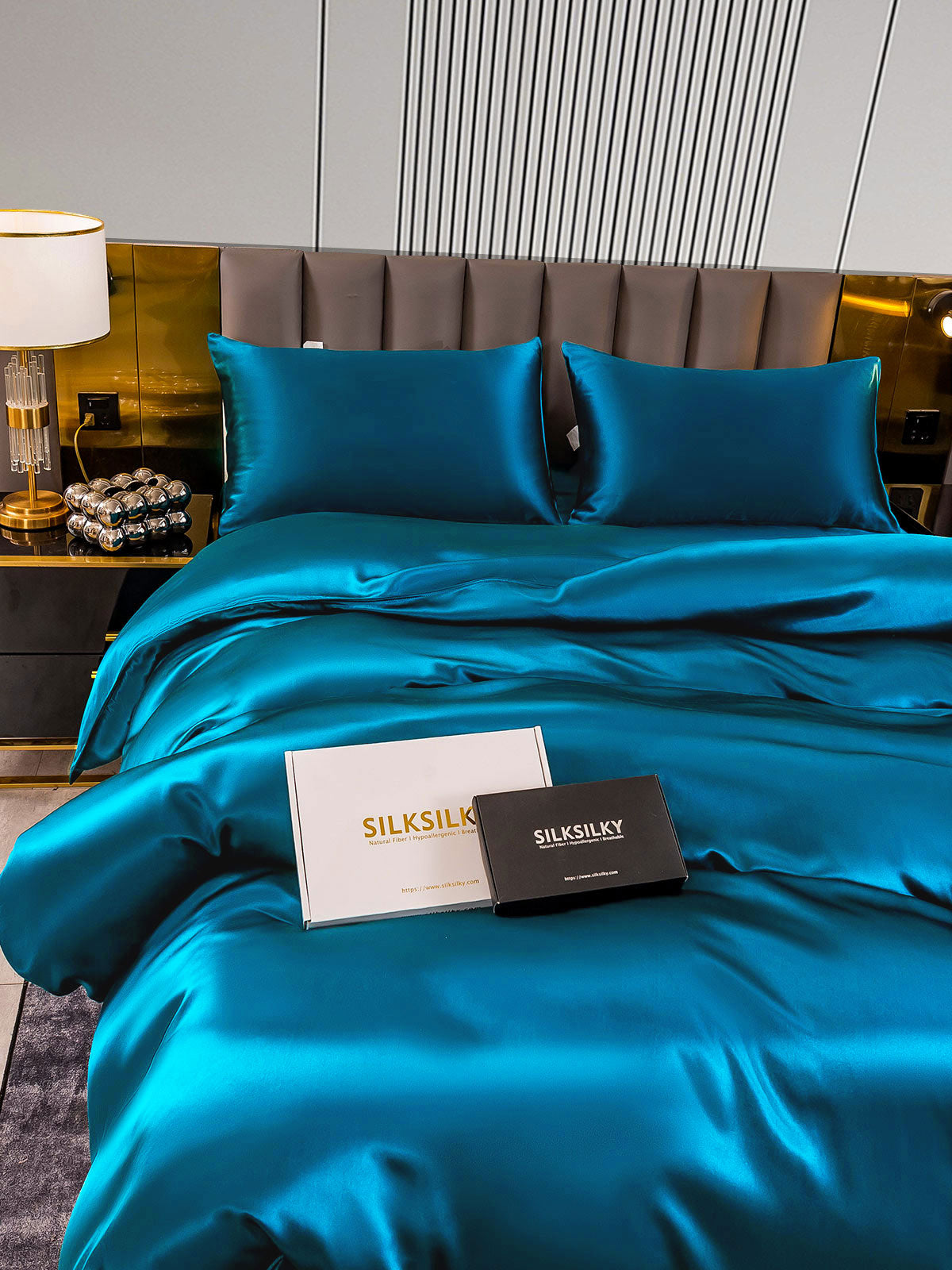 [Verde Acqua] SilkSilky-IT 22Momme Seta pura Bedding Set 002