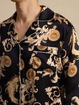 [Drago Nero] SilkSilky-IT Long Sleeve Lapel Collar Pigiami da uomo 004