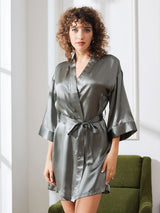 [Verde Grigiastro] SilkSilky-IT 3/4 Sleeve Vestaglia da donna 004