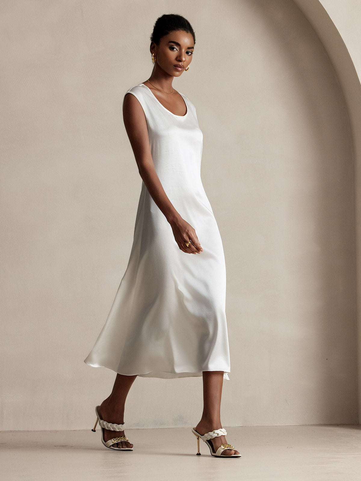 [Bianco] SilkSilky-IT 19Momme Seta Dress 005