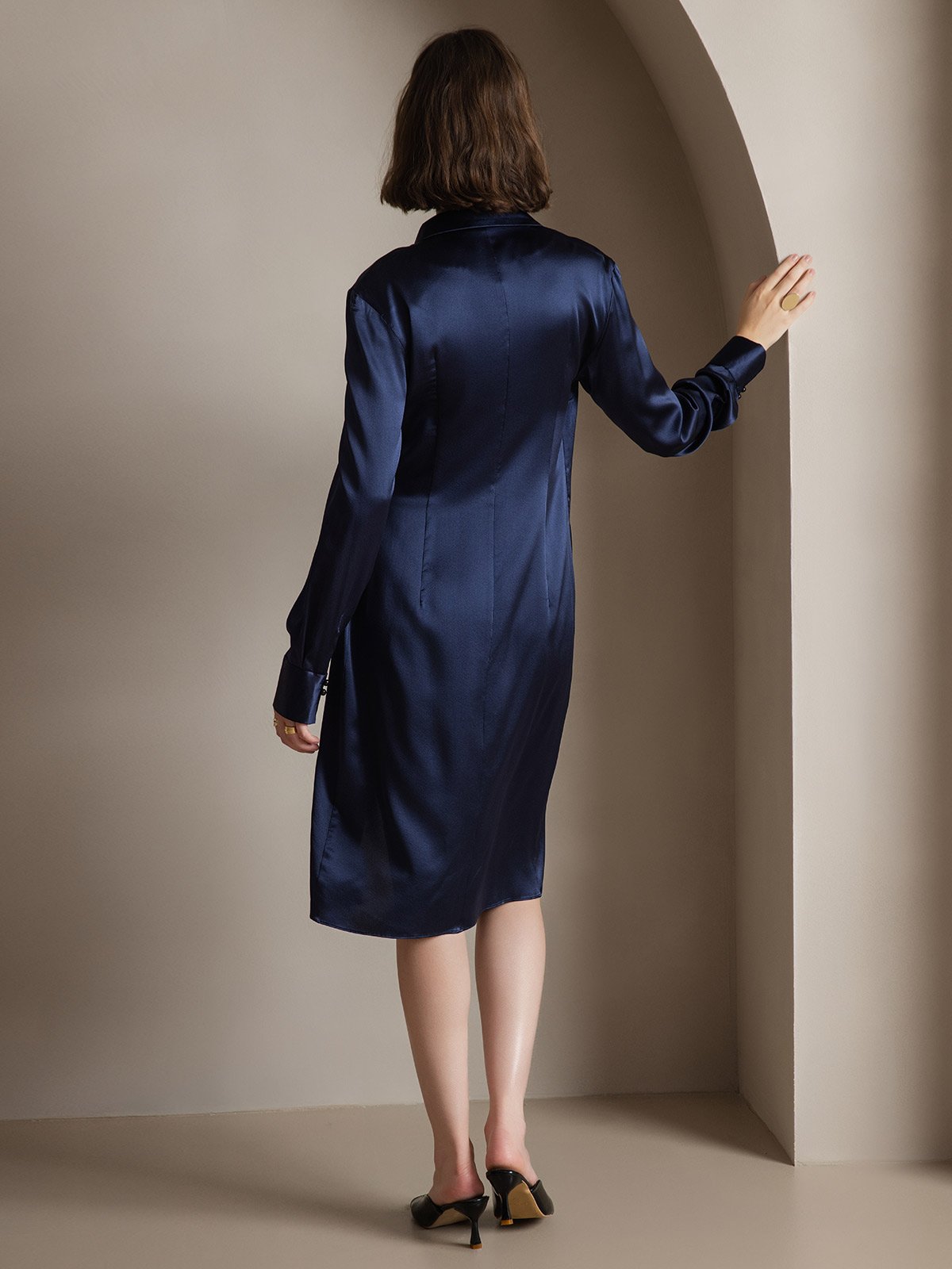 [Blu Scuro] SilkSilky-IT 19Momme Seta Dress 002