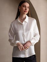 [Bianco] SilkSilky-IT Long Sleeve Lapel Collar Camicie da donna 003