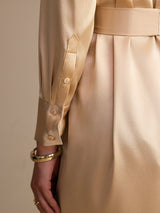 [Champagne] SilkSilky-IT Long Sleeve Lapel Collar Vestiti da donna 003