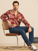 [Drago Vino] SilkSilky-IT Long Sleeve Lapel Collar Camicia da uomo 007