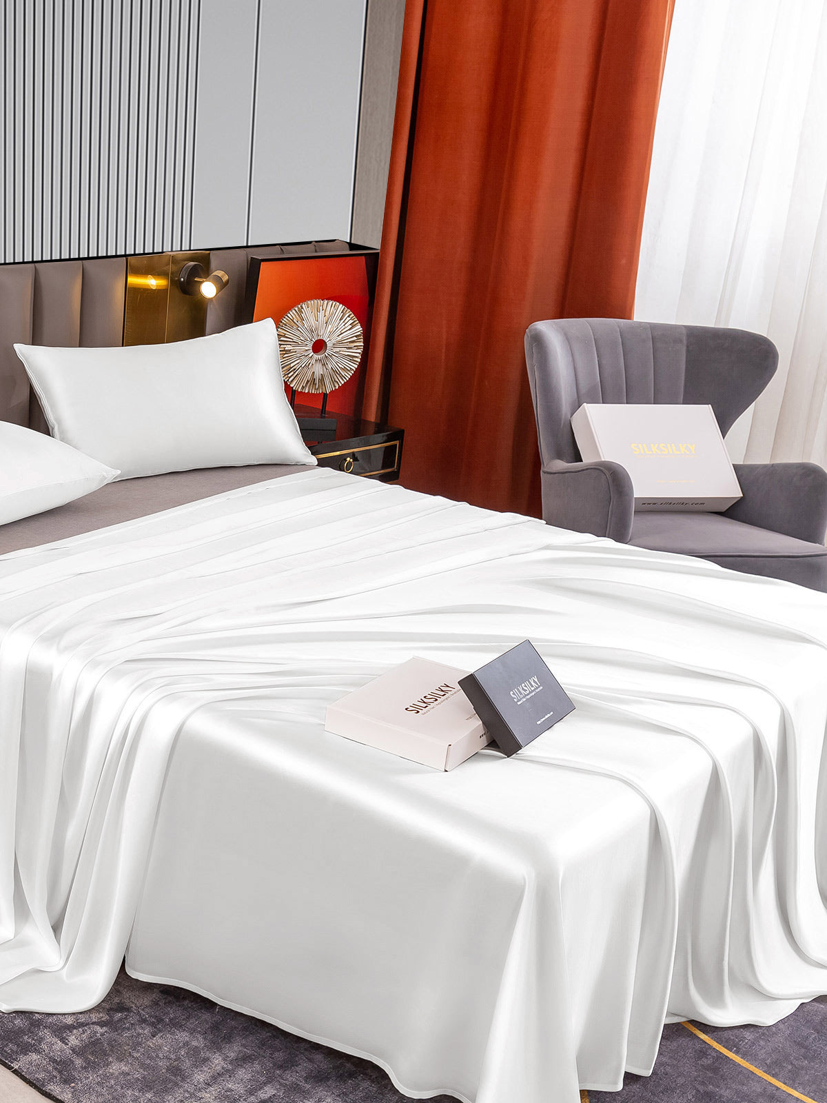 [Bianco] SilkSilky-IT 22Momme Seta pura Bedding Set 004