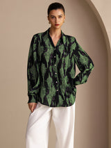[Muschio Nero] SilkSilky-IT Long Sleeve Lapel Collar Camicette 001