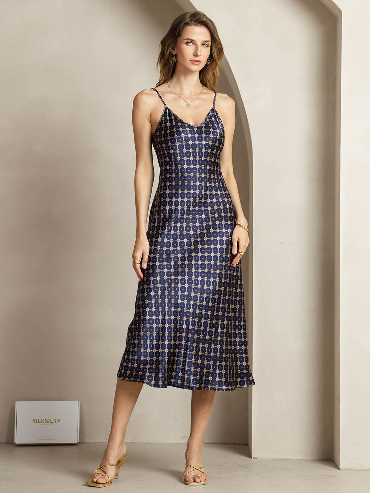 [CatenaBluNavy] SilkSilky-IT 19Momme Seta Dress 001