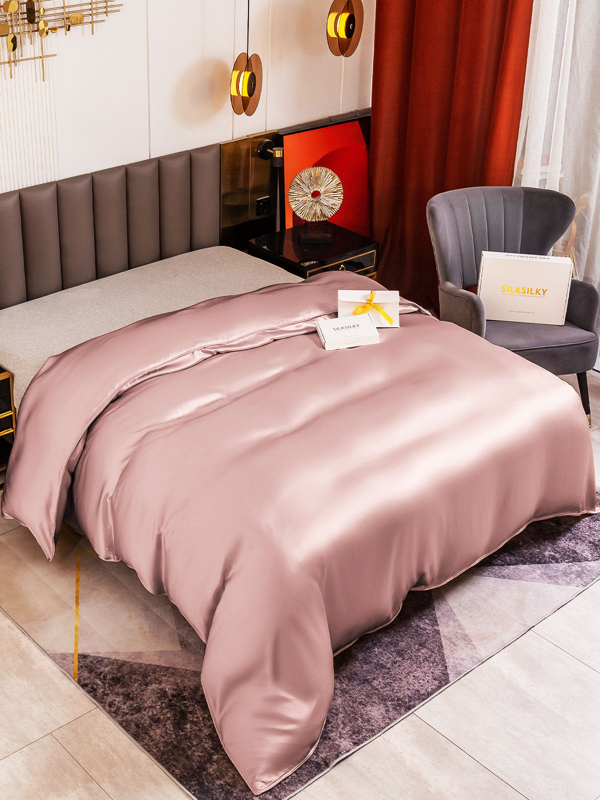 [Malva Pallido] SilkSilky-IT 19Momme Seta pura Duvet Cover 001