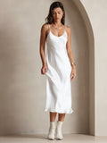 SilkSilky-IT Seta pura Senza maniche Dress Bianco 005