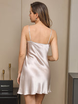 [Beige] SilkSilky-IT Seta pura A metà Nightgown&Robe Set 006