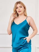 [Verde Acqua] SilkSilky-IT Tirantes Finos Scollo a V Cami taglia grossa 002