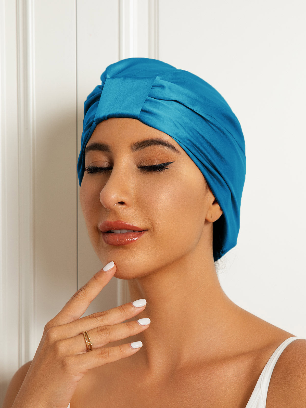[Verde Acqua] SilkSilky-IT Seta pura Sleep Cap 003