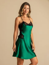 [Verde Scuro] SilkSilky-IT Sleeveless V Neck Camicia da notte 003