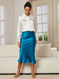 SilkSilky-IT 19Momme Seta pura Skirt Verdeacqua 001