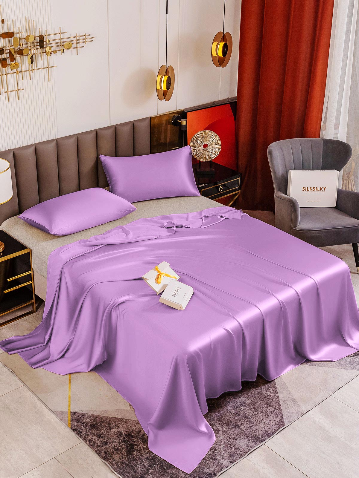 [Lavanda] SilkSilky-IT 19Momme Seta pura Bedding Set 001