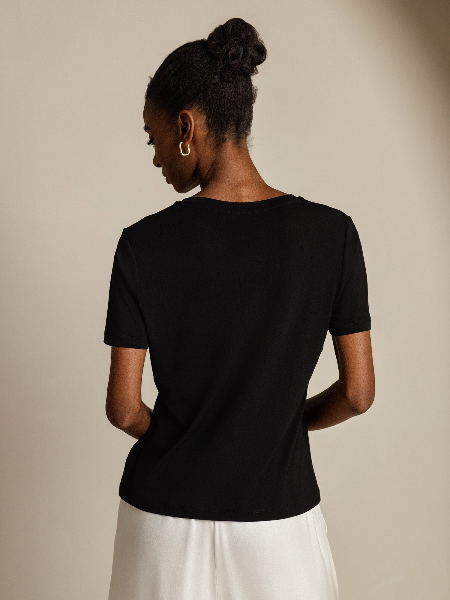 [Nero] SilkSilky-IT Seta pura Womens T-Shirt 002