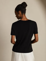[Nero] SilkSilky-IT Short Sleeve V Neck Magliette donna 002