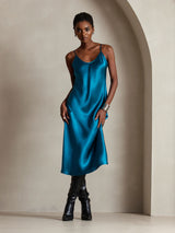 [Verde Acqua] SilkSilky-IT Sleeveless V Neck Vestiti da donna 006