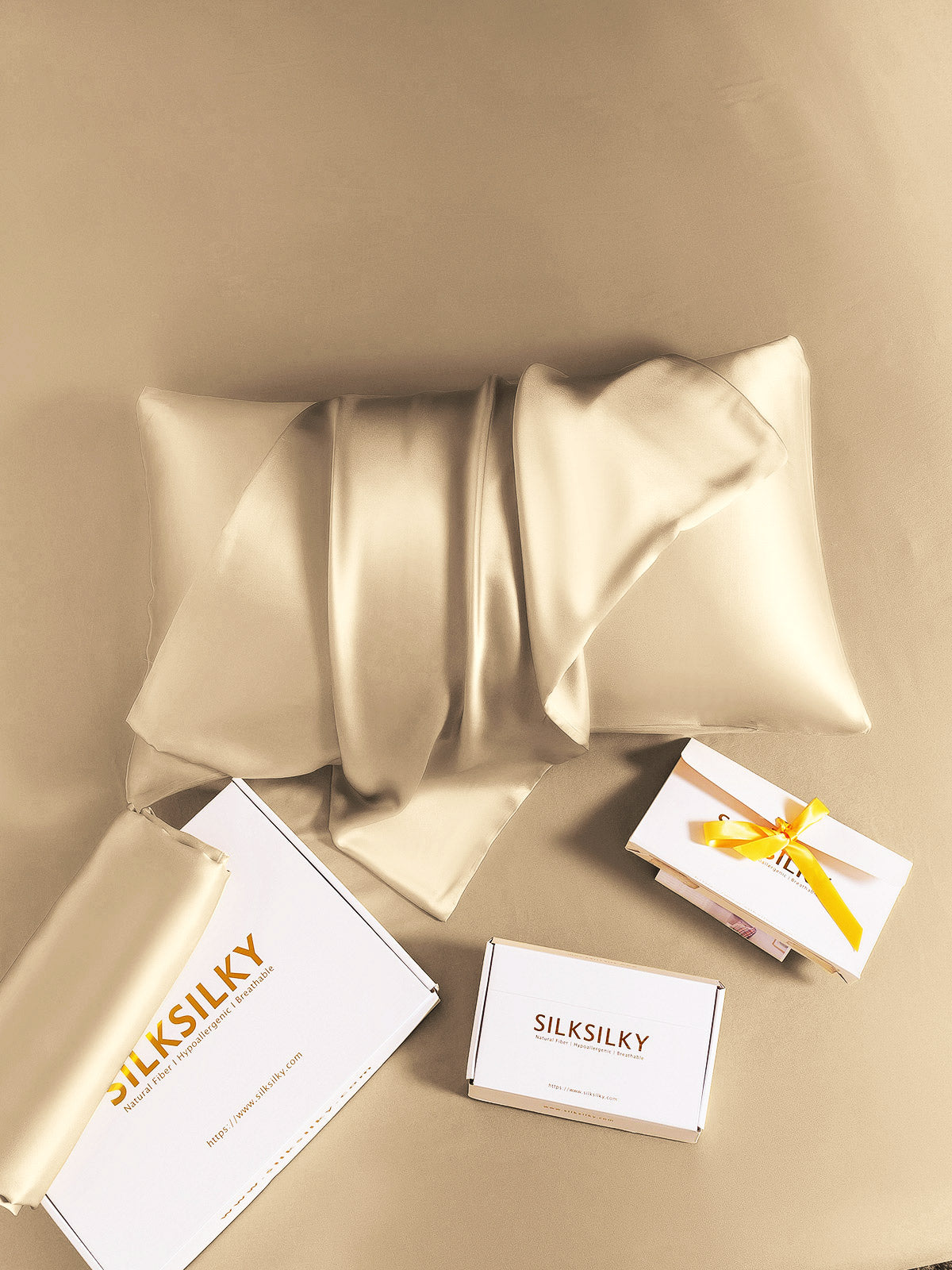 [Beige] SilkSilky-IT 22Momme Seta pura Pillowcase 006