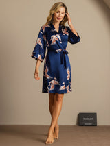 [Blu Scuro] SilkSilky-IT 3/4 Sleeve Vestaglia da donna 005