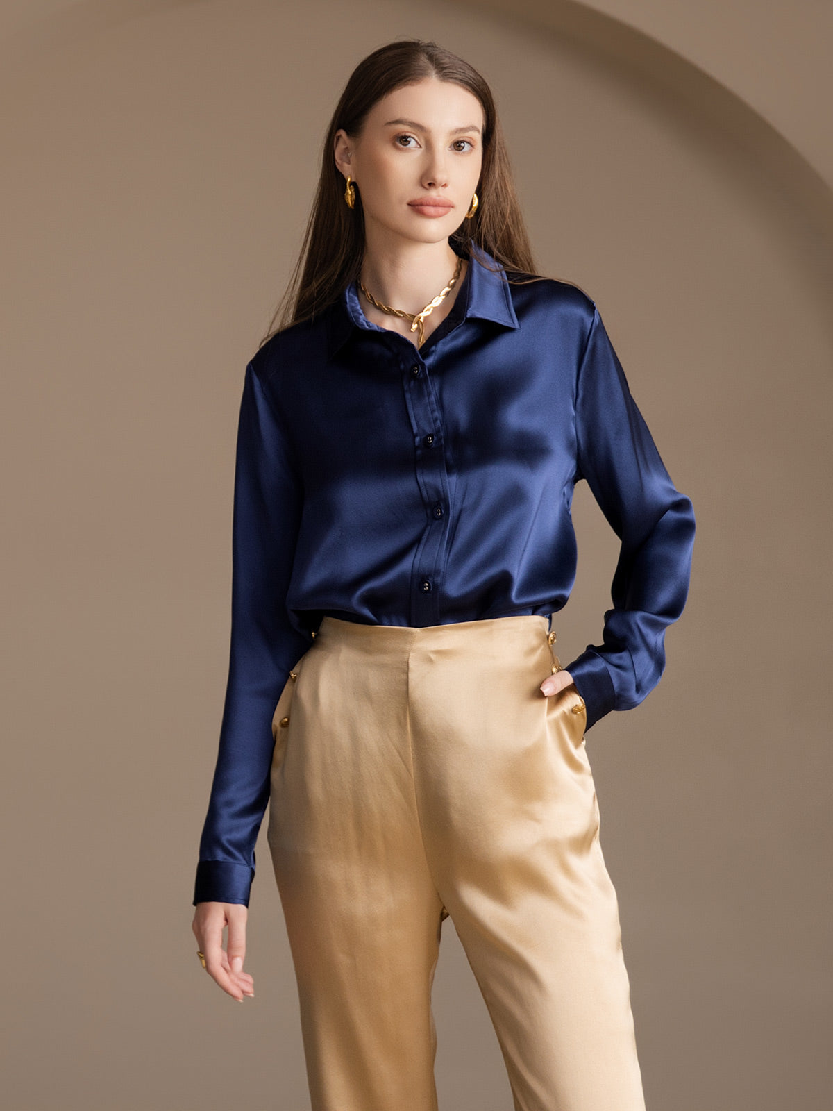 [Champagne] SilkSilky-IT 19Momme Seta Womens Pants 009