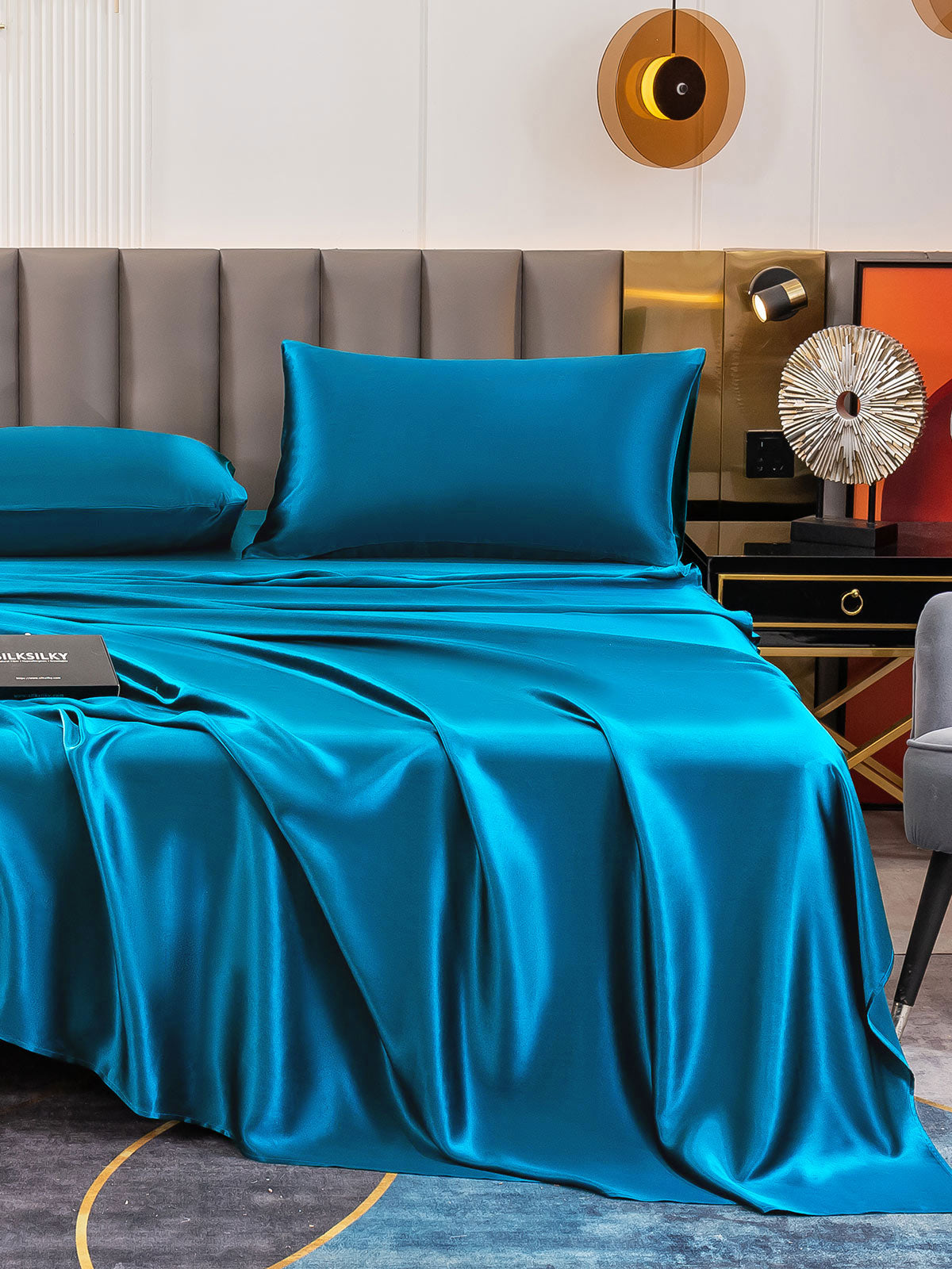 [Verde Acqua] SilkSilky-IT 19Momme Seta pura Bedding Set 006