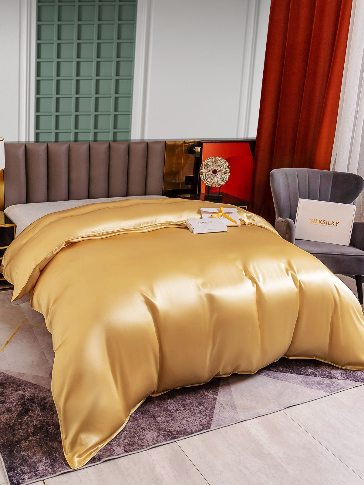 [Champagne] SilkSilky-IT 25Momme Seta pura Duvet Cover 002