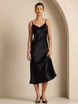 [Nero] SilkSilky-IT Sleeveless V Neck Vestiti da donna 004