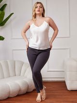 [Bianco] SilkSilky-IT Tirantes Finos Scollo a V Cami taglia grossa 005