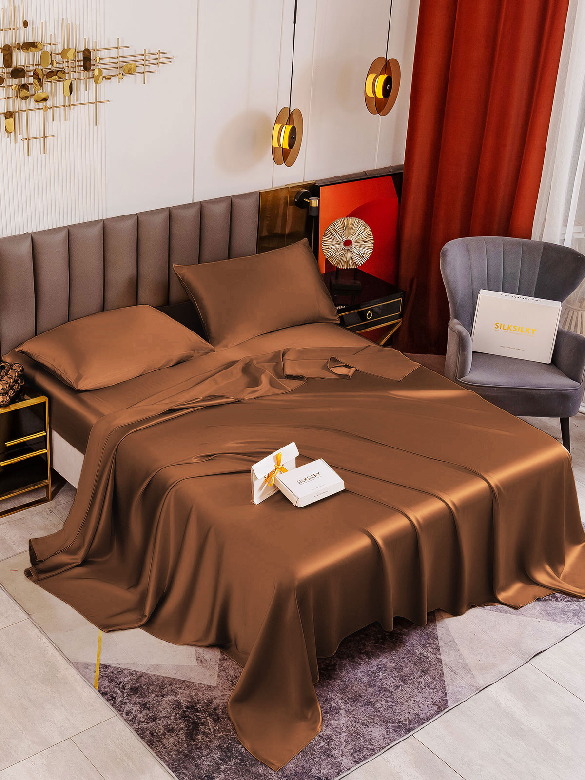 [Caffè] SilkSilky-IT 19Momme Seta pura Bedding Set 001