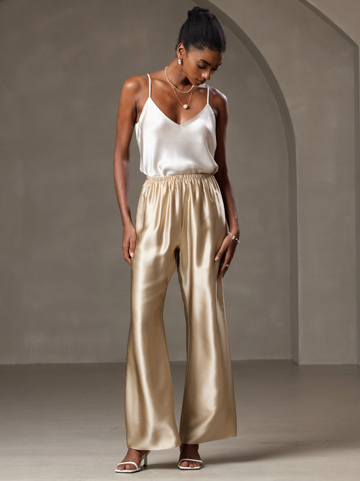 [Beige] SilkSilky-IT Seta pura Camisoles 005