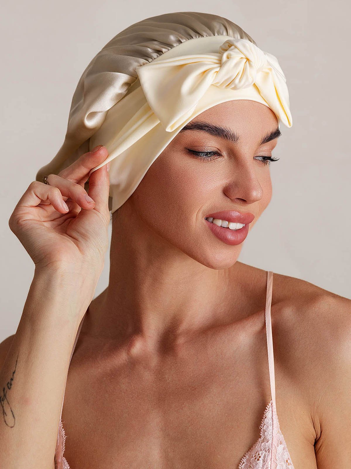 SilkSilky-IT Seta pura Sleep Cap Beige 005