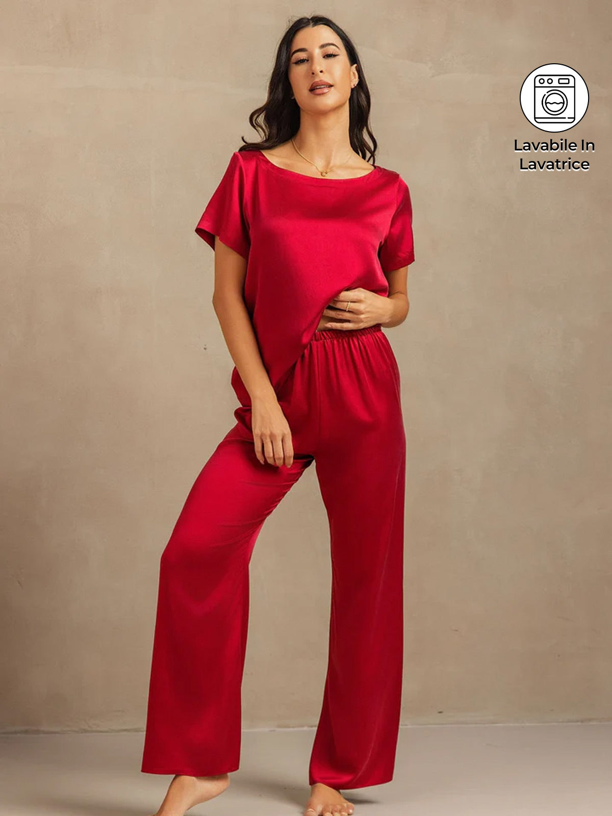 19 Momme Pigiama Corto Maniche per Donna in Seta Lavabile