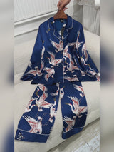 SilkSilky-IT Long Sleeve Lapel Collar Pigiami da donna video 001