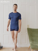 SilkSilky-IT Maniche Corte Collo Rotondo Aderente Maglietta da uomo video 001
