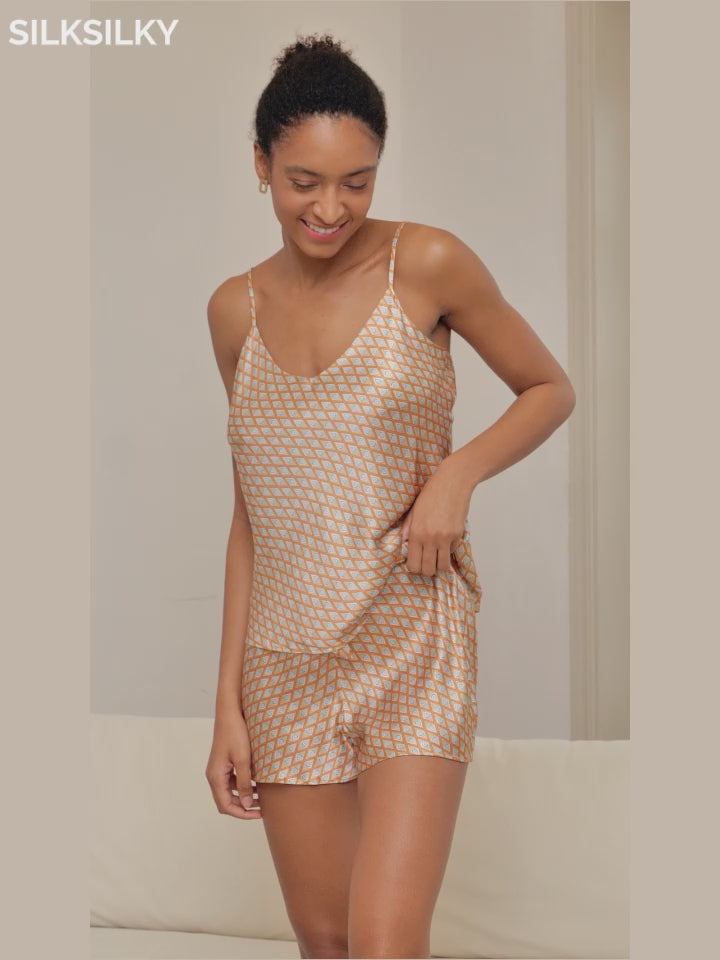 SilkSilky-IT 19Momme Seta pura Scollo a V profondo Set di Bretelle video 001