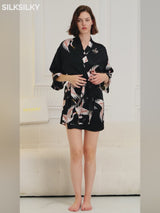 SilkSilky-IT 19Momme A tre quarti Vestaglia da donna video 001