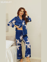 SilkSilky-IT 19Momme Manica lunga Collo a Taglio Pigiami da donna video 001