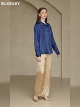 SilkSilky-IT 19Momme Manica lunga Colletto con Revers Camicie da donna video 001