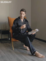 SilkSilky-IT 19Momme Seta pura Mens Pajamas video 001