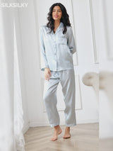 SilkSilky-IT Long Sleeve Lapel Collar Pigiami da donna video 001
